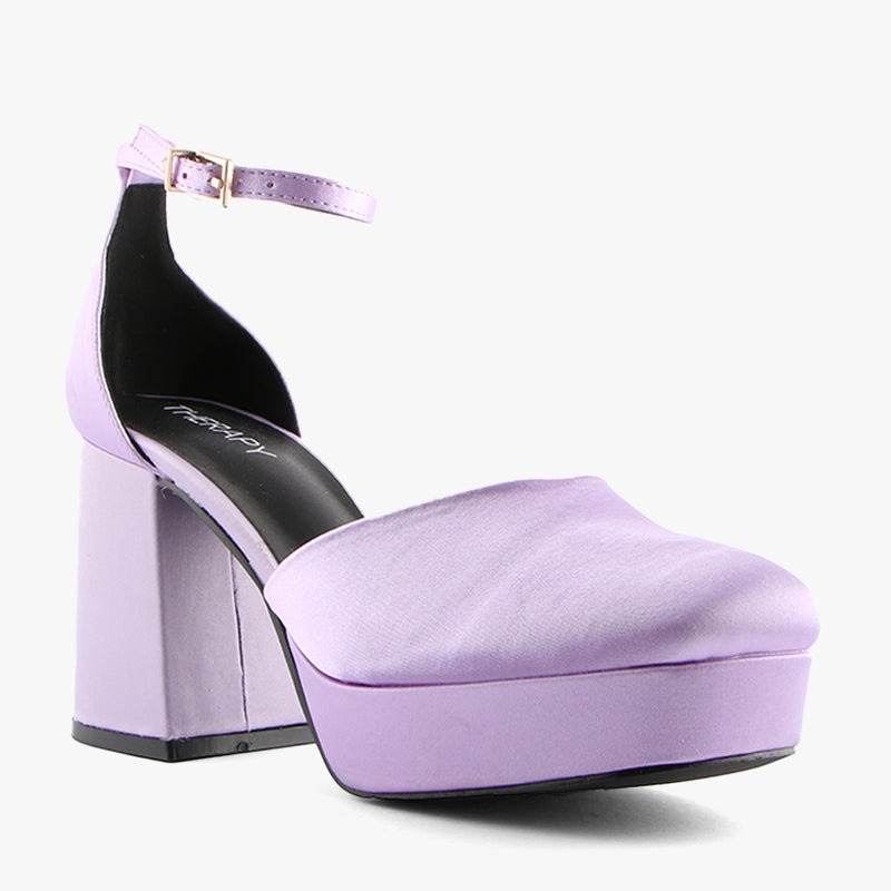 Purple Fur Platform Pumps Solid Summer Chunky High Heel Round Toe Luxury  Women Rhinestones Ankle Buckle Women's Shoes Party - AliExpress